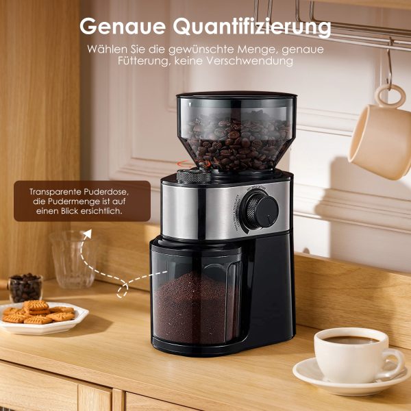 MD01 - Mahlgrad einstellbar von grob bis fein, 2-12 Portionen, Füllmenge Bohnenbehälter 250g – Bild 3