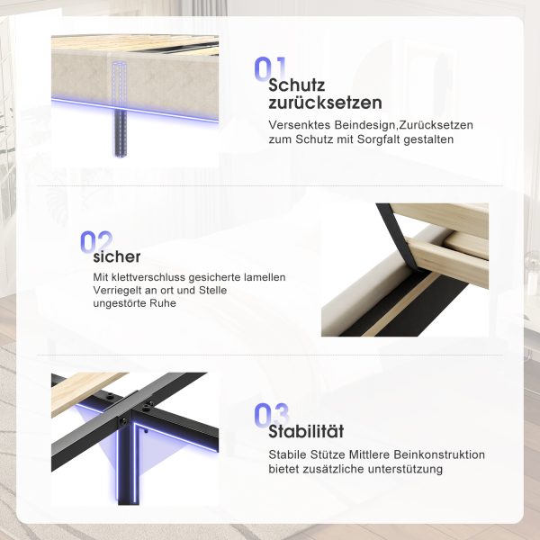SL328 - Polsterbett Polsterbett Bett 140x200 mit Lattenrost – Bild 3