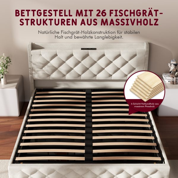 SL330 - Polsterbett Polsterbett 140 x 200 cm Bettgestell Doppelbett Bettrahmen – Bild 3