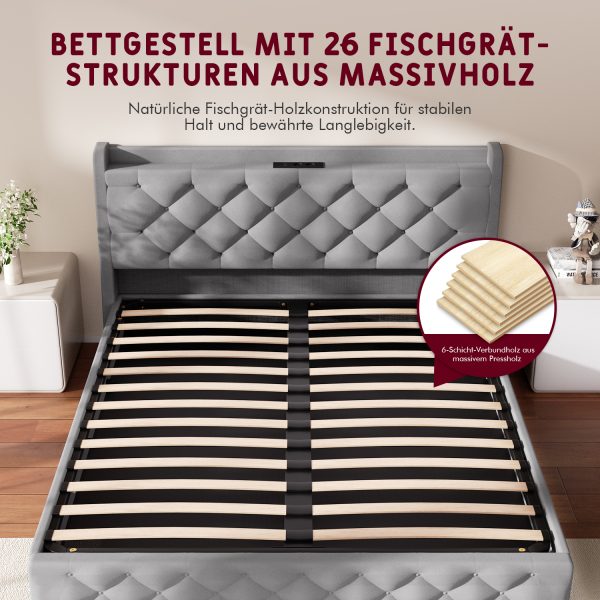 SL332 - Polsterbett 140 x 200 cm Bettgestell Doppelbett Bettrahmen – Bild 3