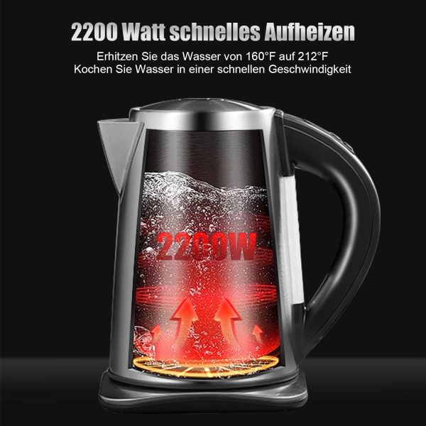 RS03 - Wasserkocher 1500W 1.8L Wassertank, Elektrischer Teekocher, Reisewasserkocher – Bild 4