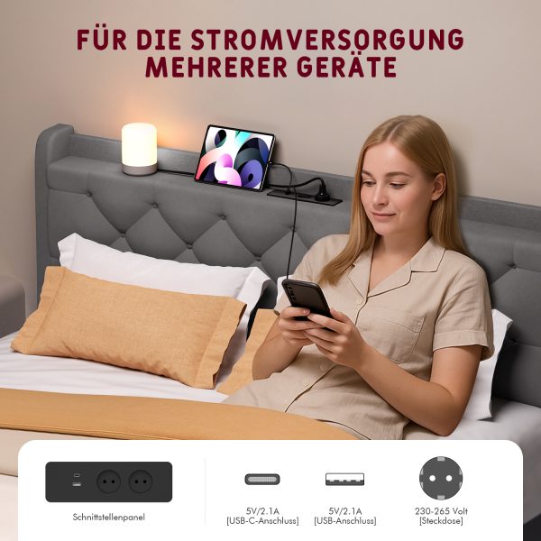 SL332 - Polsterbett 140 x 200 cm Bettgestell Doppelbett Bettrahmen – Bild 4