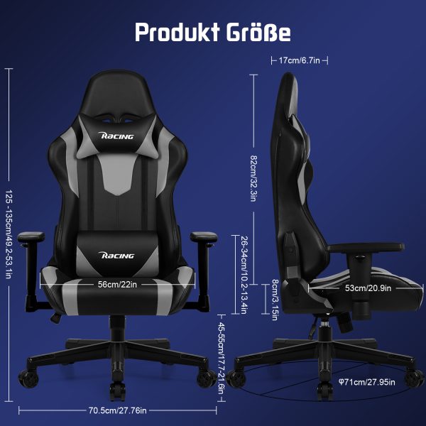 BY038 - Gaming Stuhl, Bürostuhl Ergonomisch mit verstellbare Lendenkissen – Bild 4