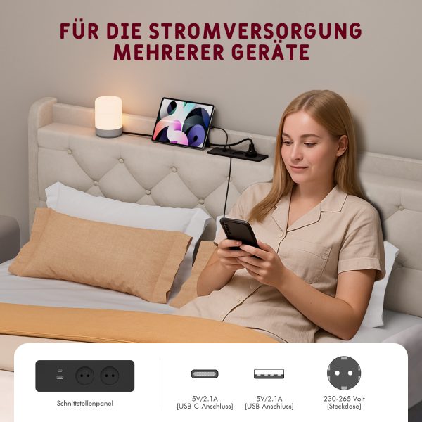 SL330 - Polsterbett Polsterbett 140 x 200 cm Bettgestell Doppelbett Bettrahmen – Bild 4