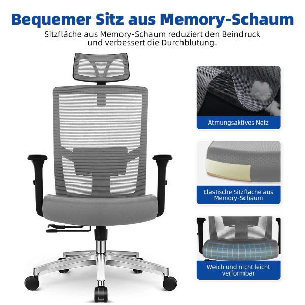 Bürostuhl Ergonomischer Bürostuhl, Schreibtischstuhl mit Klappbaren Armlehnen – Bild 4
