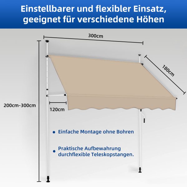 Klemmmarkise Balkon mit Handkurbel – Bild 3