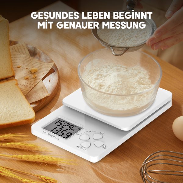 Küchenwaage, robustes gehärtetes Glas, Weiß – Bild 2